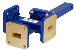 PEWCT1010 - WR-51 Waveguide 40 dB Crossguide Coupler, 3 Port Square Cover Flange, 15 GHz to 22 GHz, Bronze