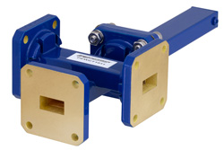PEWCT1011 - WR-51 Waveguide 50 dB Crossguide Coupler, 3 Port Square Cover Flange, 15 GHz to 22 GHz, Bronze